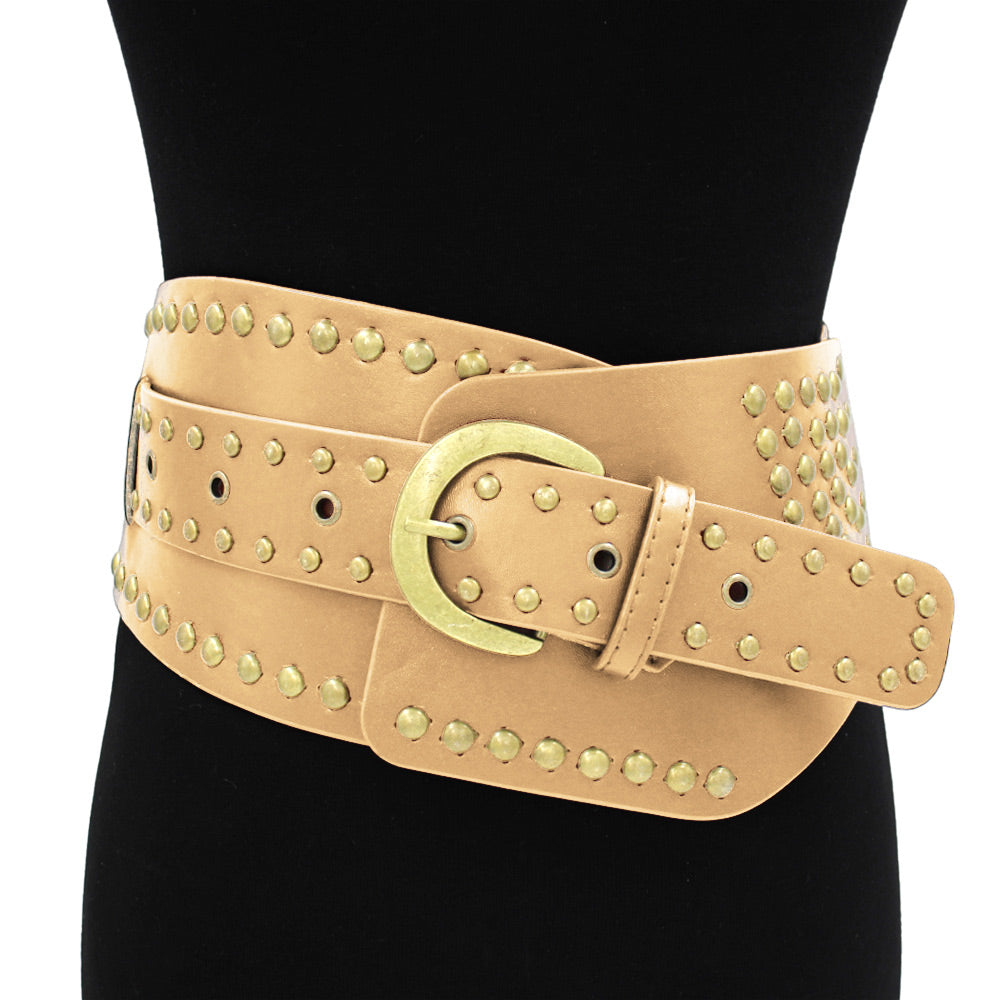 Abría Corset Western Faux Leather Studded Wide Waist Belt