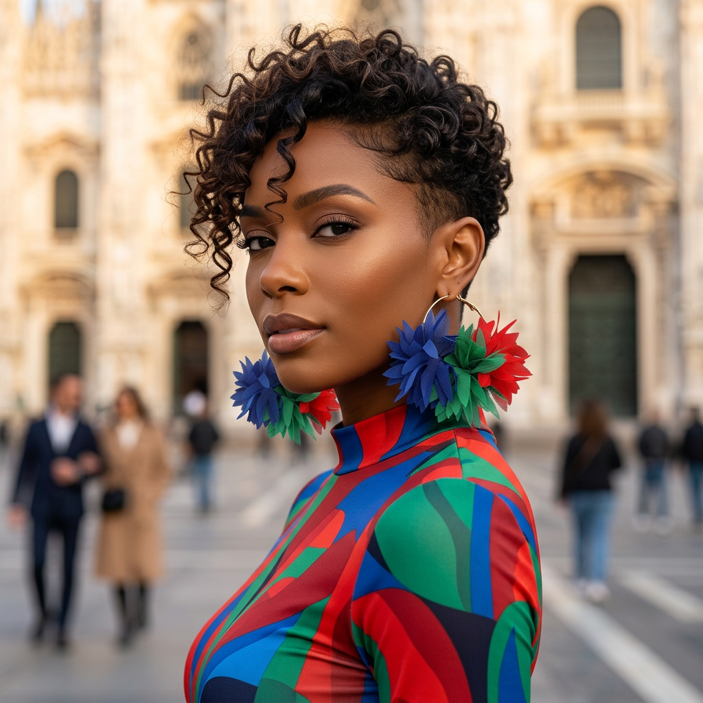 1 Oversized Fabric Floral Petal Statement Hoop Earrings