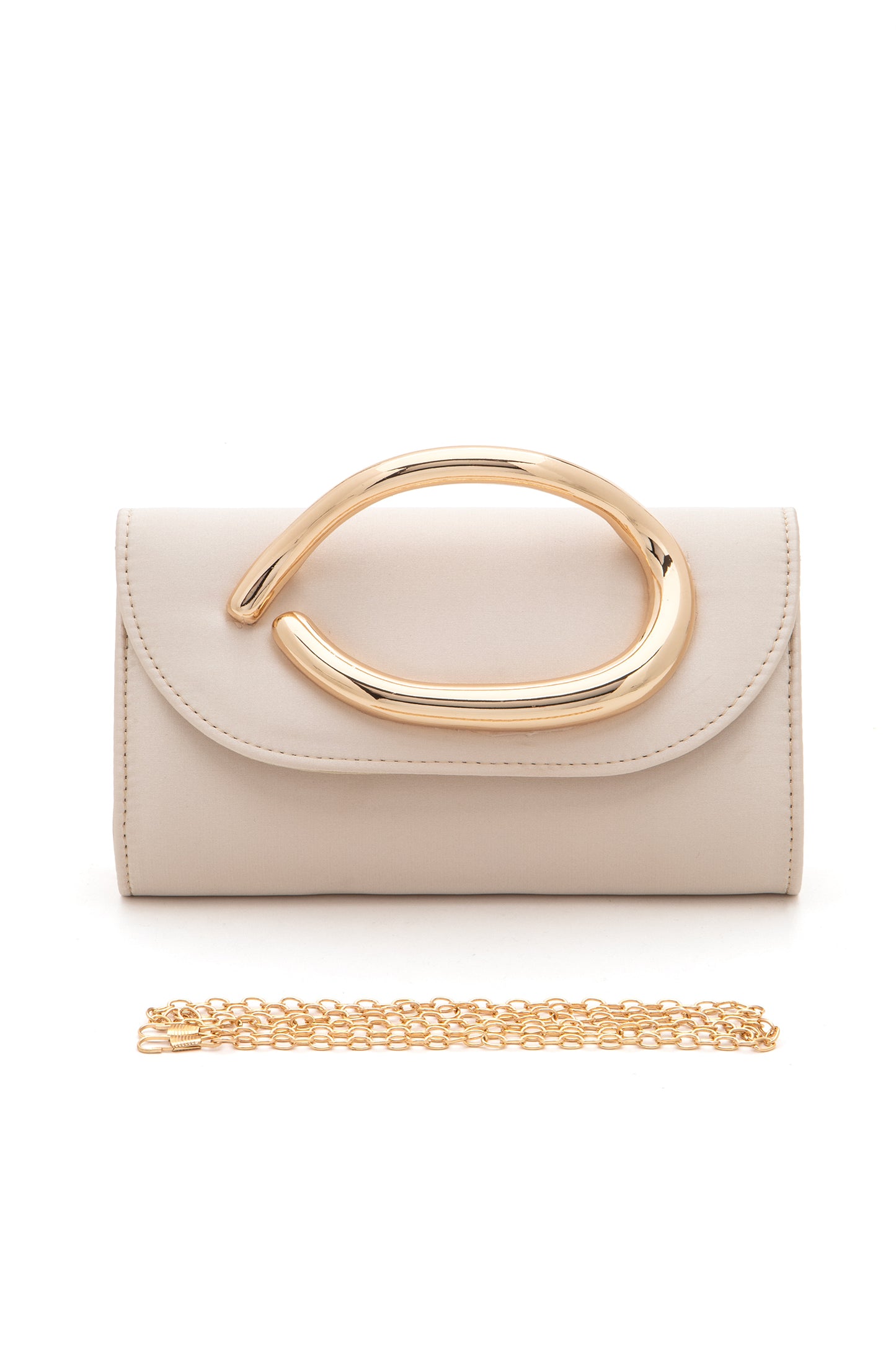 Ava Metal Handle After Party Satin Clutch Bag