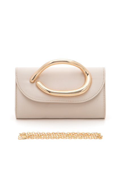 Ava Metal Handle After Party Satin Clutch Bag