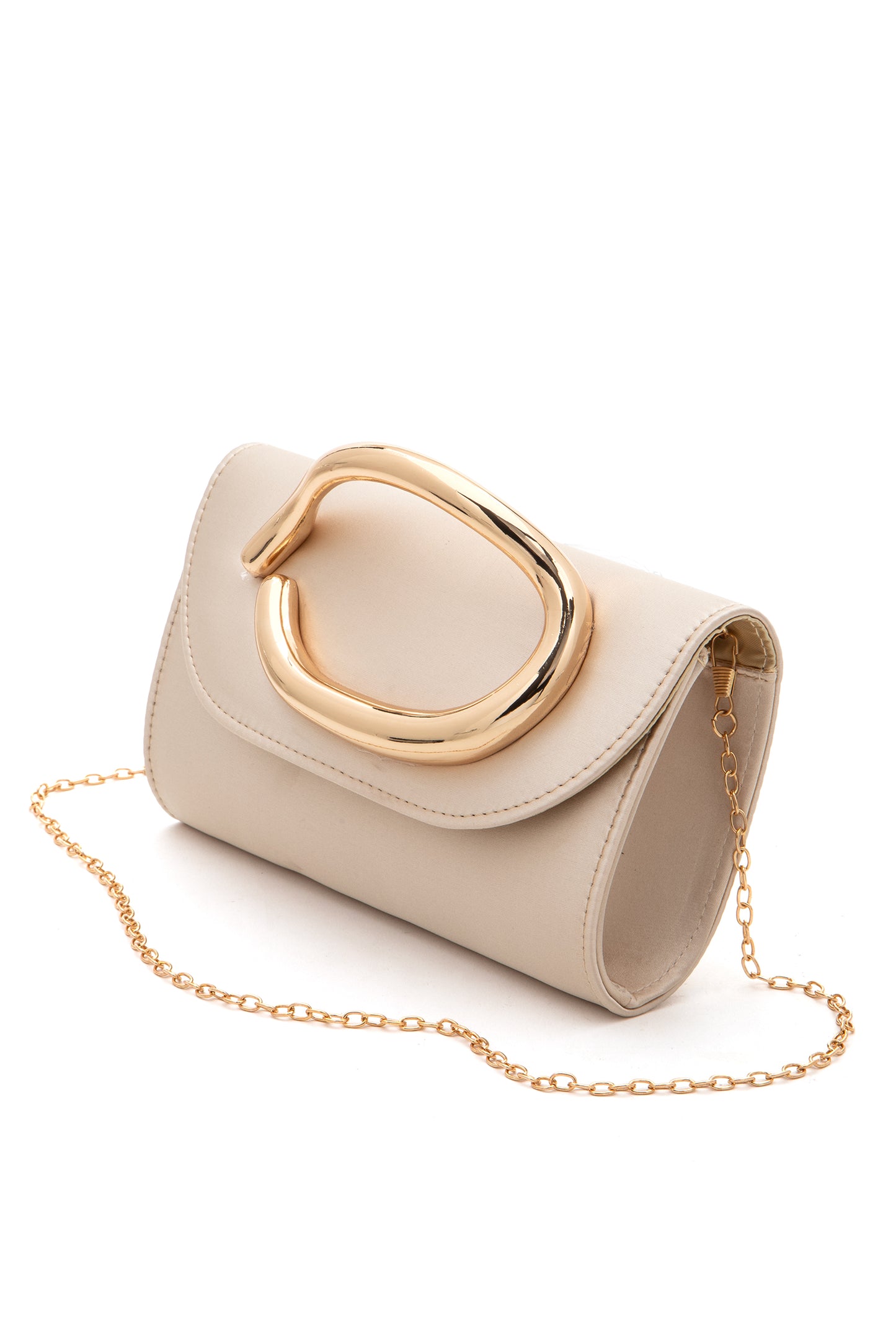 Ava Metal Handle After Party Satin Clutch Bag