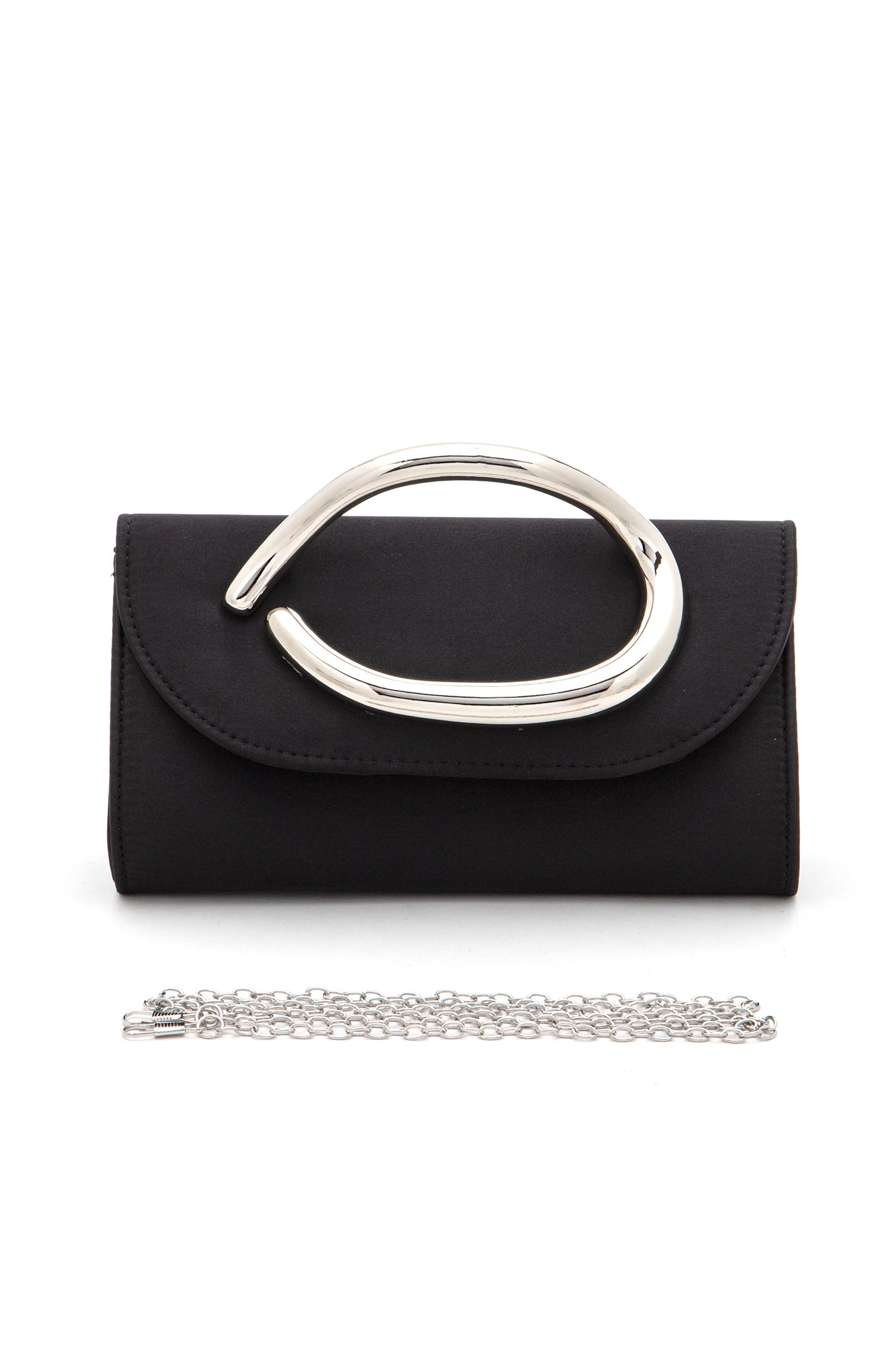 Ava Metal Handle After Party Satin Clutch Bag