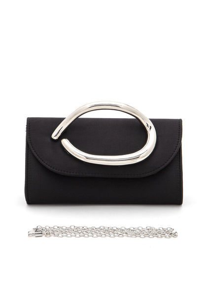 Ava Metal Handle After Party Satin Clutch Bag