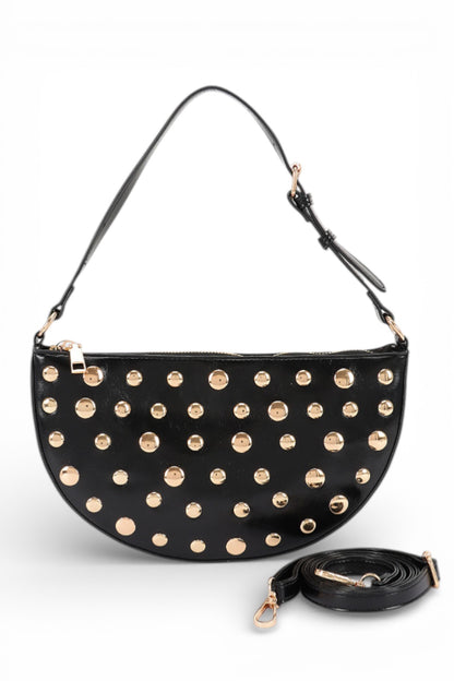 Aya Studded Half Circle Convertible Shoulder Bag