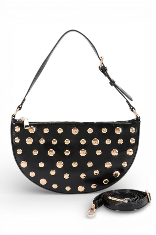 Aya Studded Half Circle Convertible Shoulder Bag