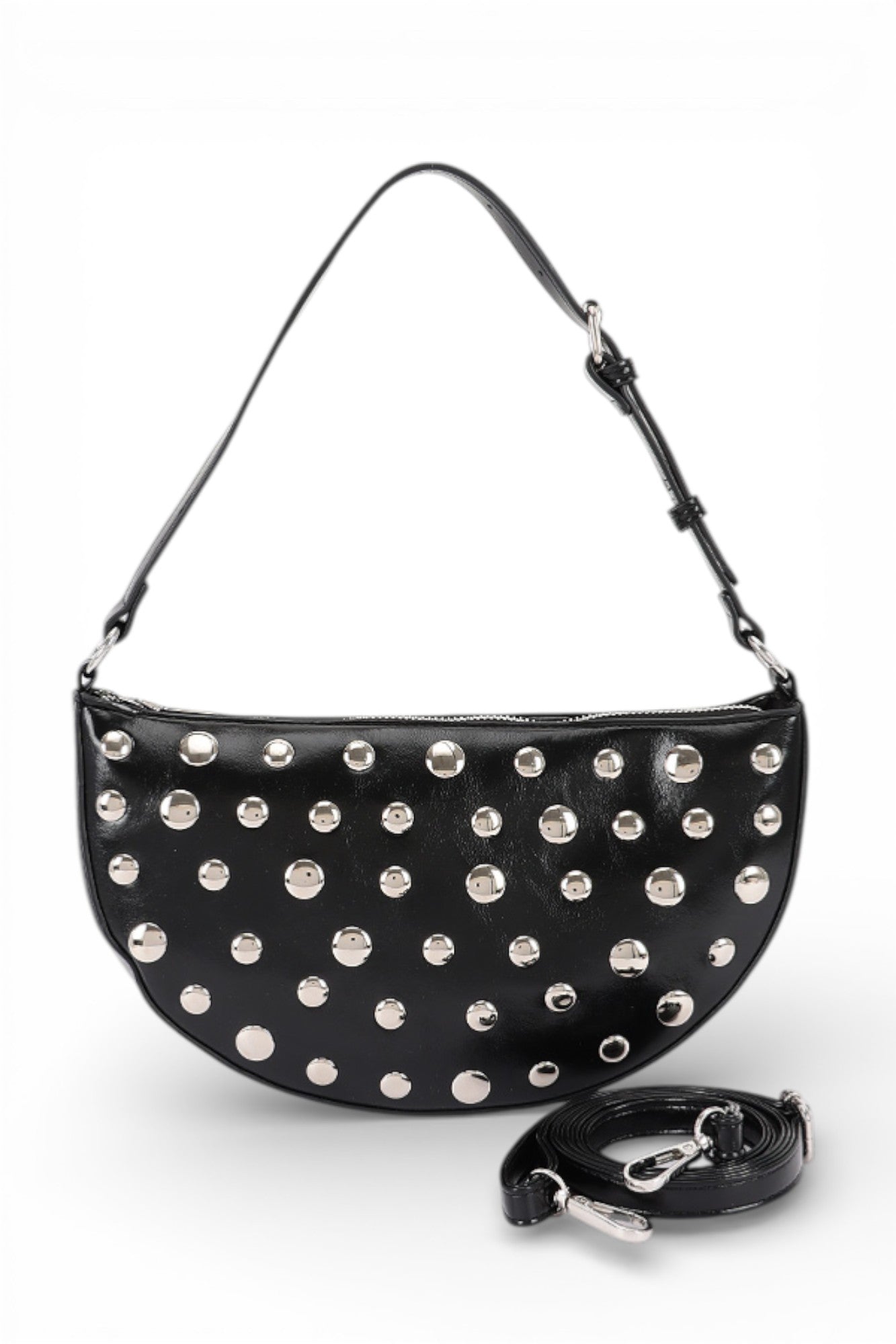 Aya Studded Half Circle Convertible Shoulder Bag