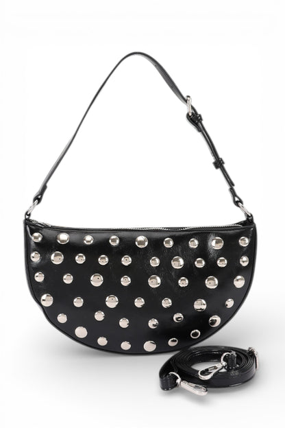 Aya Studded Half Circle Convertible Shoulder Bag