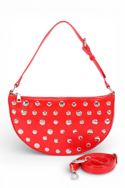 Aya Studded Half Circle Convertible Shoulder Bag