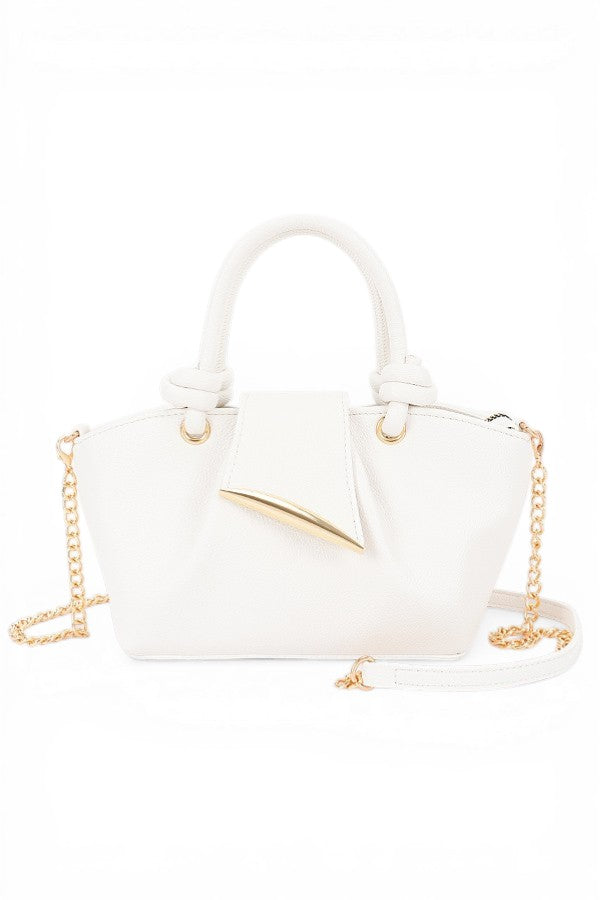 2 Vegan Grain Leather Knotted Handle Shoulder Bag