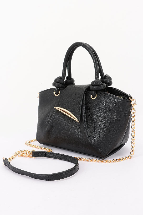 2 Vegan Grain Leather Knotted Handle Shoulder Bag