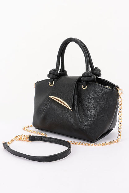 2 Vegan Grain Leather Knotted Handle Shoulder Bag