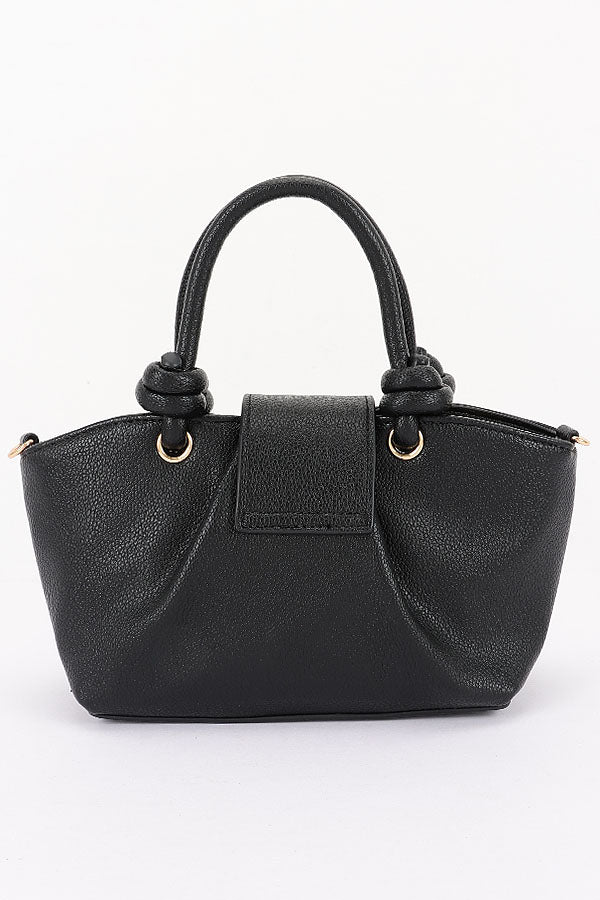 2 Vegan Grain Leather Knotted Handle Shoulder Bag