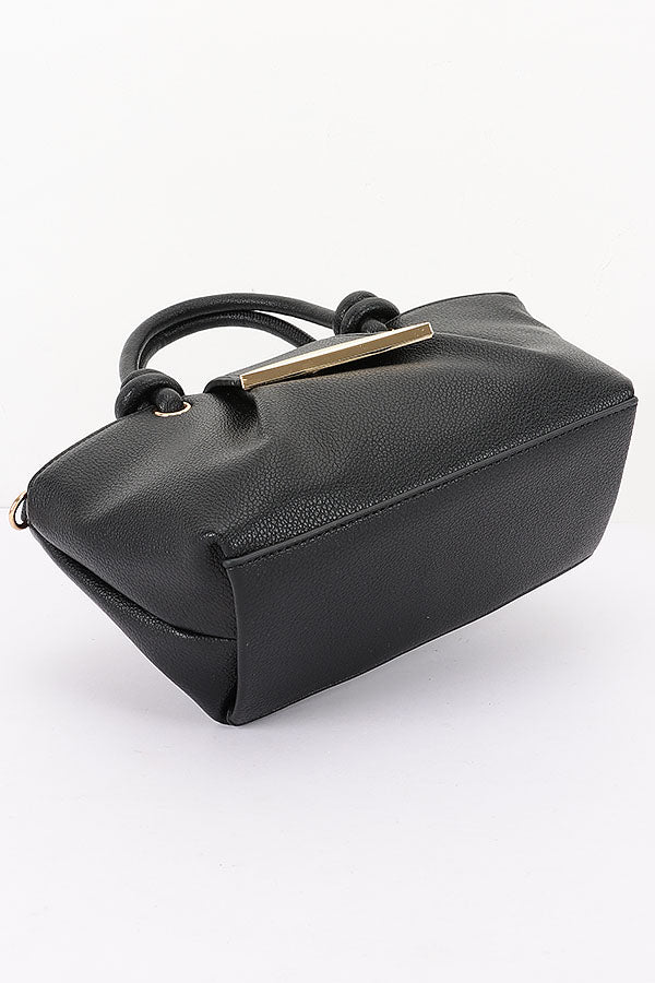 2 Vegan Grain Leather Knotted Handle Shoulder Bag