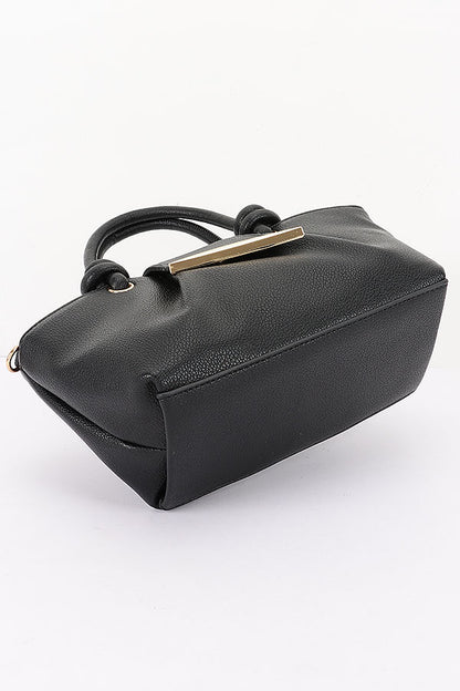 2 Vegan Grain Leather Knotted Handle Shoulder Bag
