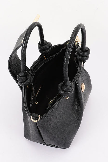2 Vegan Grain Leather Knotted Handle Shoulder Bag