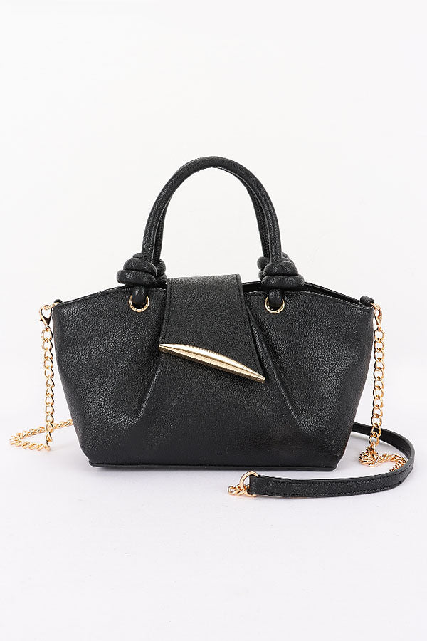 2 Vegan Grain Leather Knotted Handle Shoulder Bag