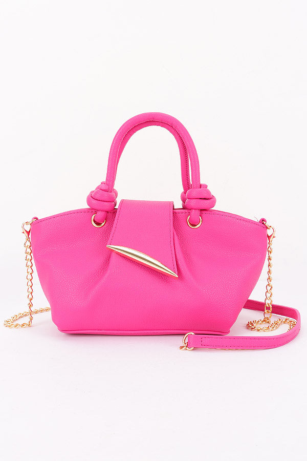2 Vegan Grain Leather Knotted Handle Shoulder Bag
