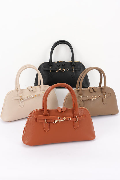 2 Vegan Leather Top Handle Satchel Bag