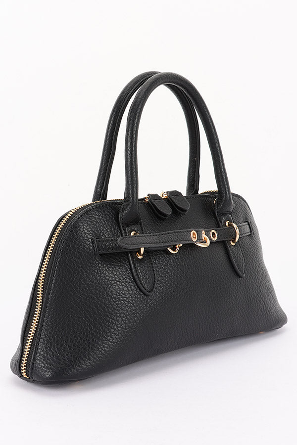2 Vegan Leather Top Handle Satchel Bag