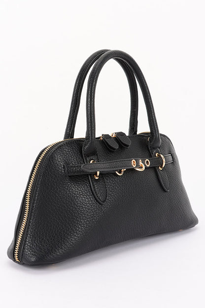 2 Vegan Leather Top Handle Satchel Bag