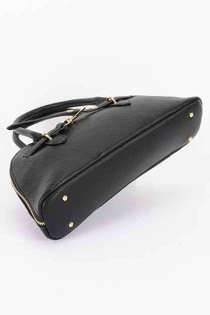2 Vegan Leather Top Handle Satchel Bag
