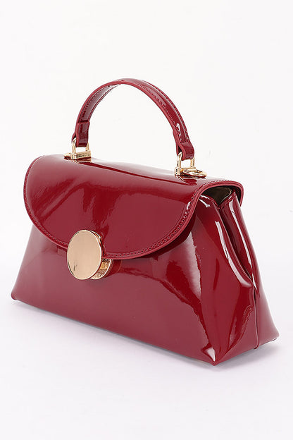 3 Top Handle Patent Finish Convertible Swing Bag