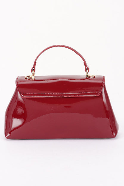3 Top Handle Patent Finish Convertible Swing Bag
