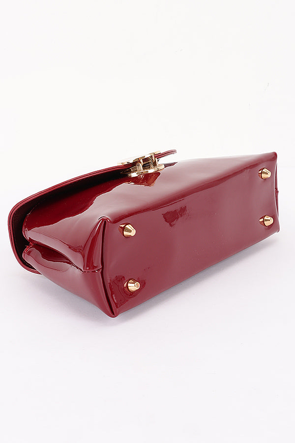 3 Top Handle Patent Finish Convertible Swing Bag