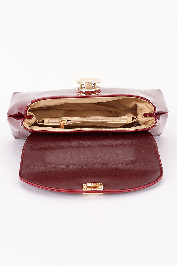 3 Top Handle Patent Finish Convertible Swing Bag