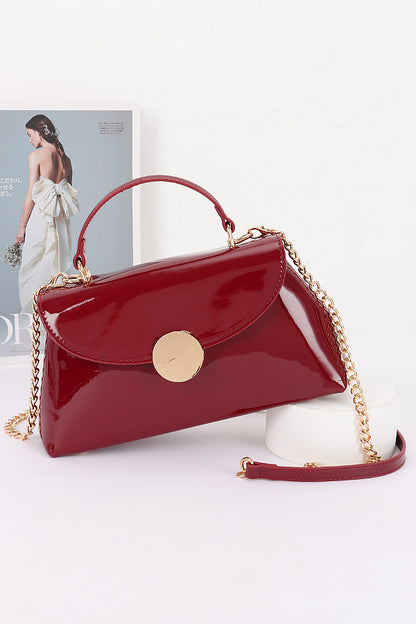 3 Top Handle Patent Finish Convertible Swing Bag