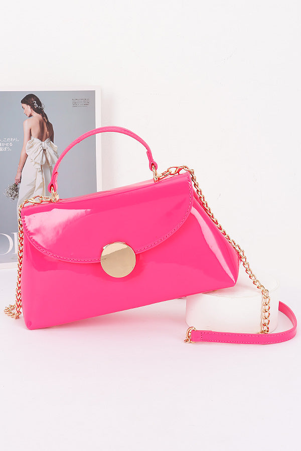 3 Top Handle Patent Finish Convertible Swing Bag