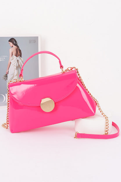 3 Top Handle Patent Finish Convertible Swing Bag