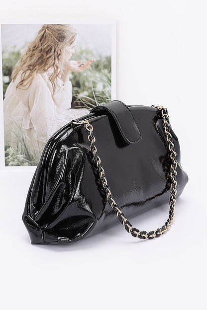 Chain Strap Patent Finish Classy Purse