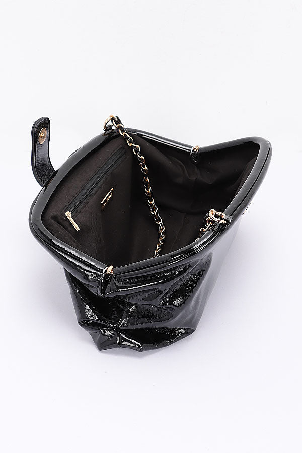 Chain Strap Patent Finish Classy Purse