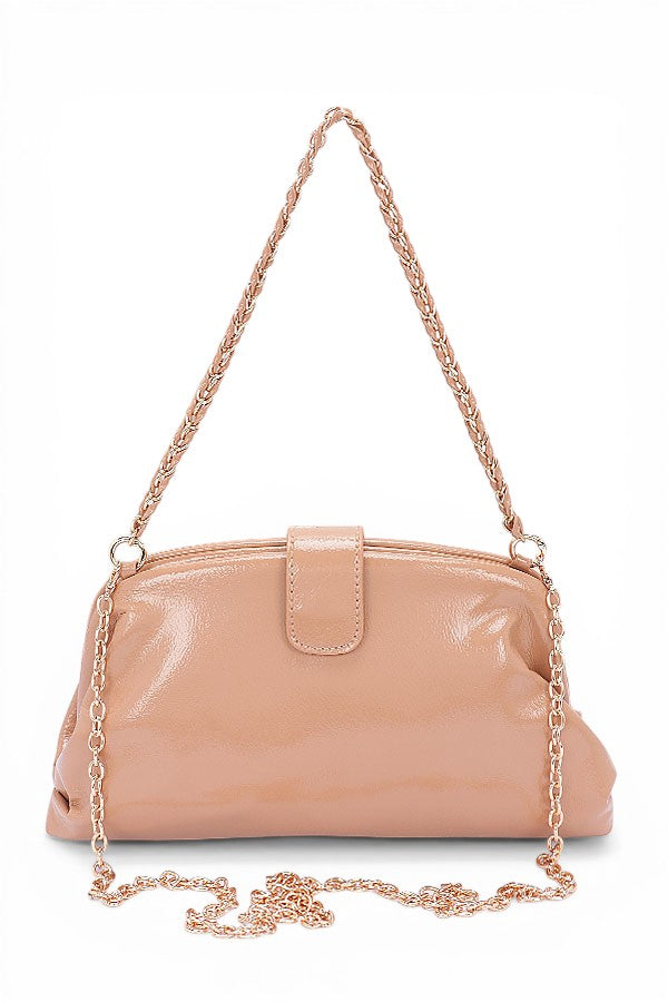 Chain Strap Patent Finish Classy Purse