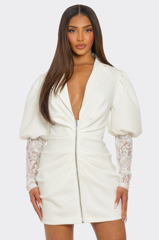 All White Party Sculpted Mini Dress
