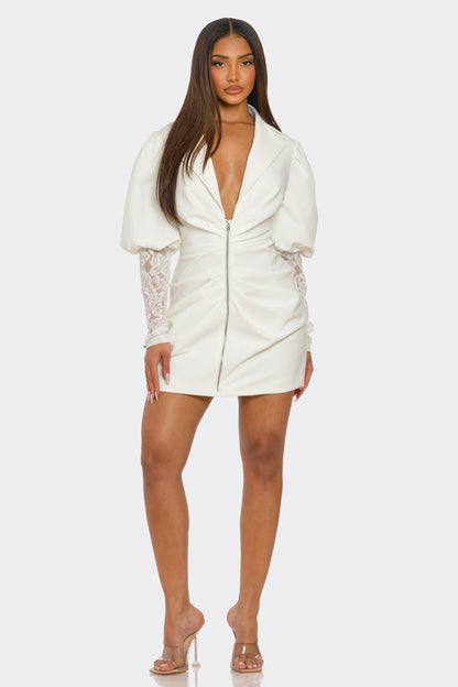 All White Party Sculpted Mini Dress