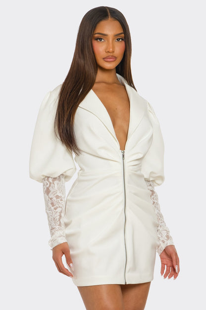 All White Party Sculpted Mini Dress