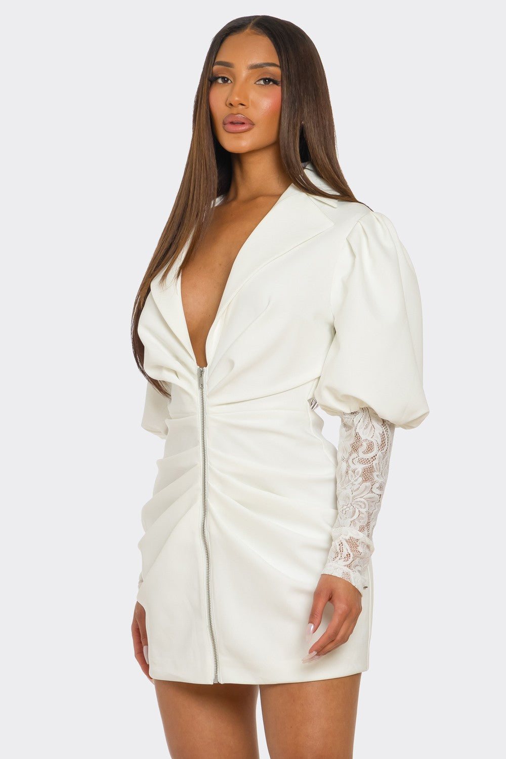 All White Party Sculpted Mini Dress