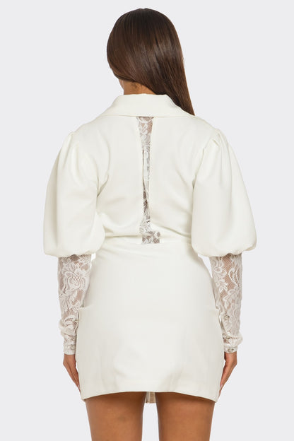 All White Party Sculpted Mini Dress