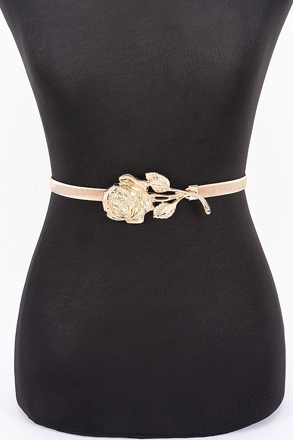 Aayak Metallic Rose Elastic Statement Belt