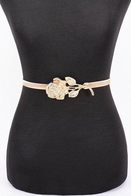 Aayak Metallic Rose Elastic Statement Belt