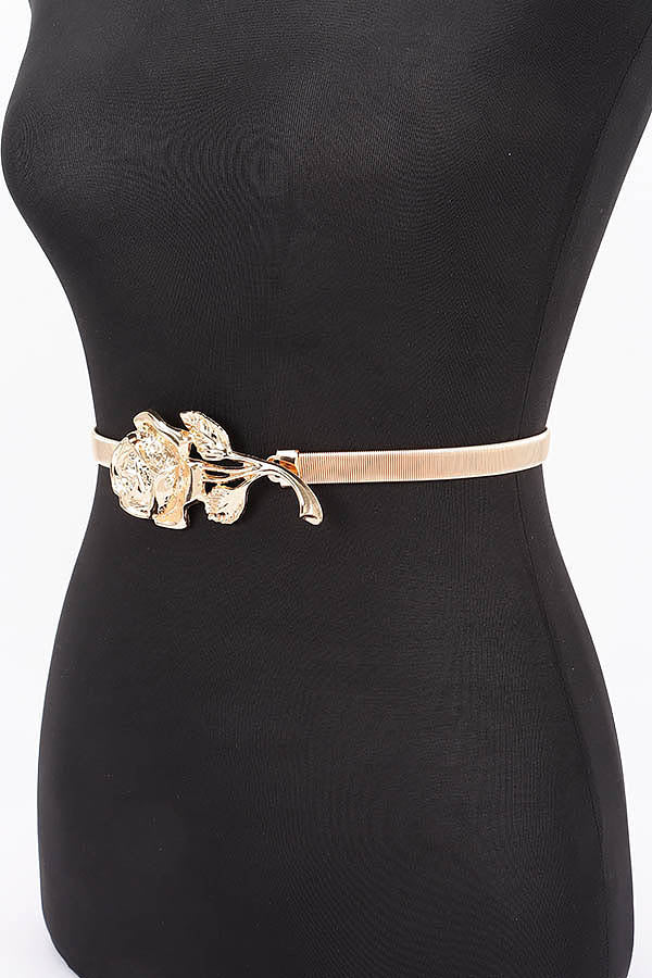 Aayak Metallic Rose Elastic Statement Belt