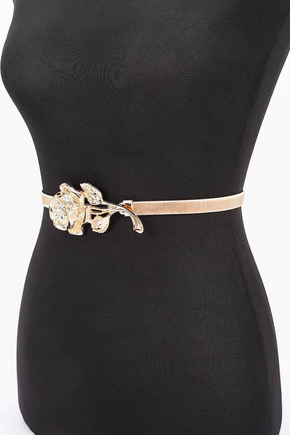 Aayak Metallic Rose Elastic Statement Belt