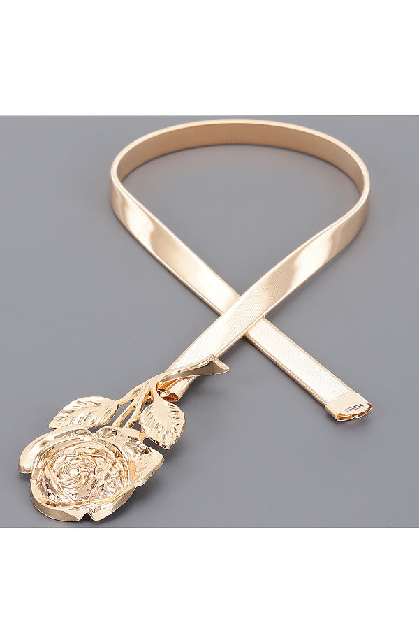Aayak Metallic Rose Elastic Statement Belt