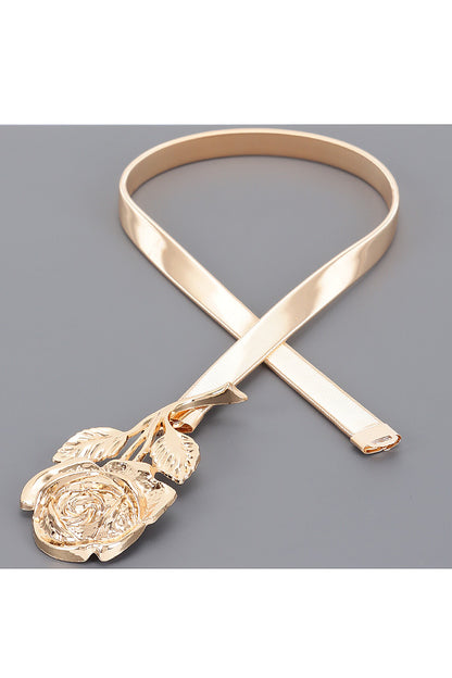 Aayak Metallic Rose Elastic Statement Belt