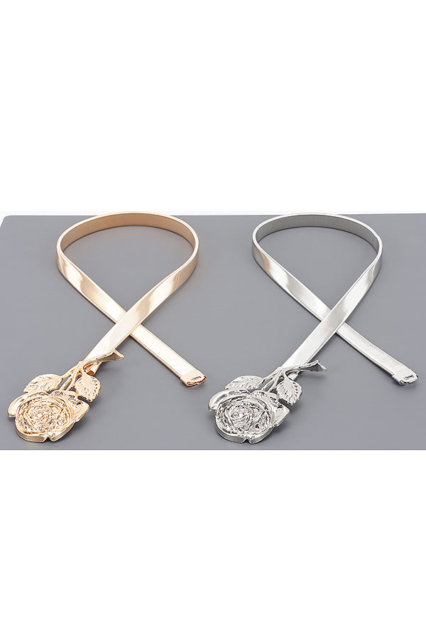 Aayak Metallic Rose Elastic Statement Belt