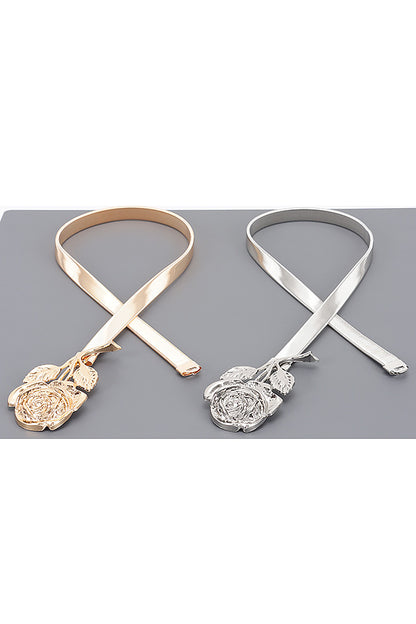 Aayak Metallic Rose Elastic Statement Belt