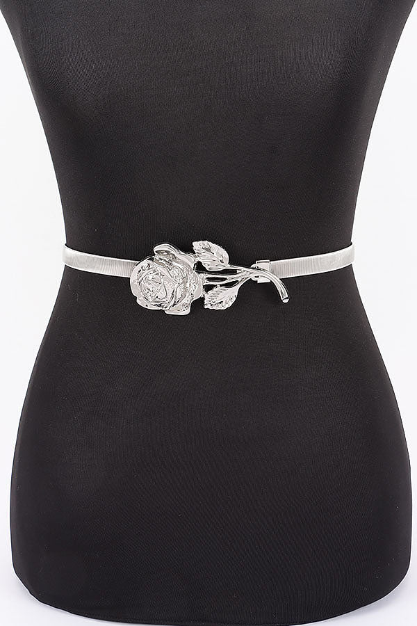 Aayak Metallic Rose Elastic Statement Belt
