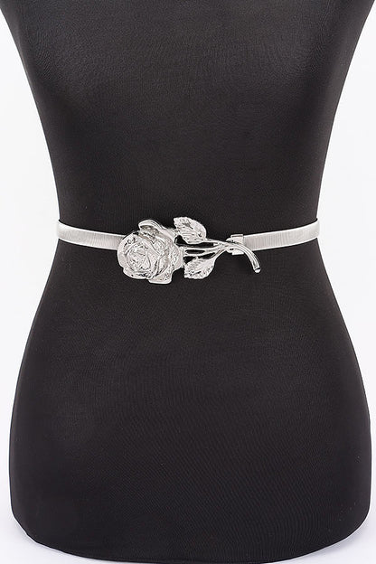 Aayak Metallic Rose Elastic Statement Belt